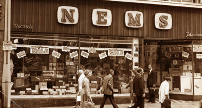 Photograph of Brian Epstein's family shop NEMS (North End Music Stores) from the early 1960's