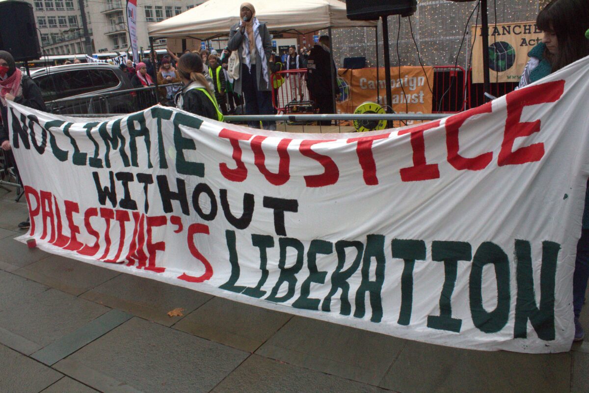 “No climate justice without a free Palestine” rallies activists across Manchester, and the world